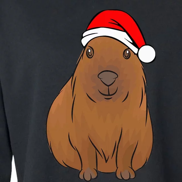 funny Capybara Lover Cute Christmas Capybara Cropped Pullover Crew