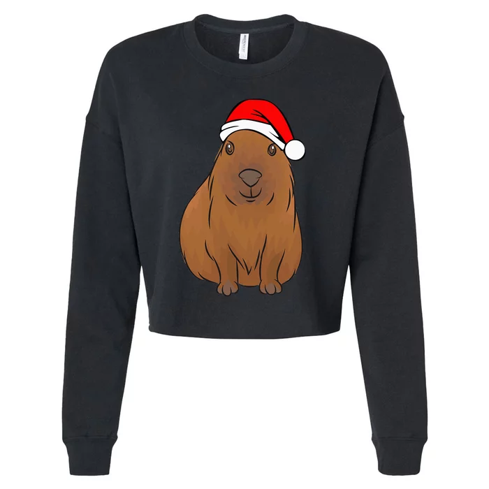 funny Capybara Lover Cute Christmas Capybara Cropped Pullover Crew