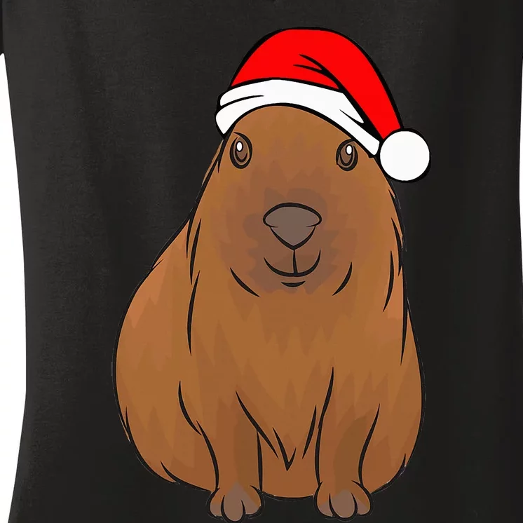 funny Capybara Lover Cute Christmas Capybara Women's V-Neck T-Shirt