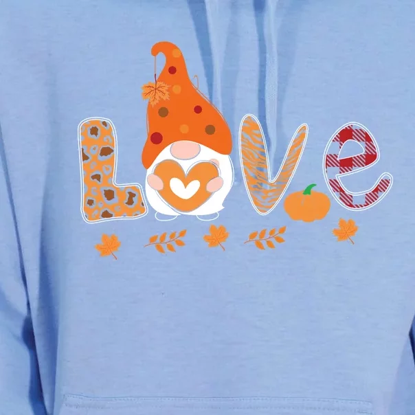 Funny Cute Love Gnome Leopard Pumpkin Autumn Thanksgiving Gift Unisex Surf Hoodie