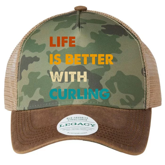 Funny Curling Life Is Better With Curling Gift Legacy Tie Dye Trucker Hat