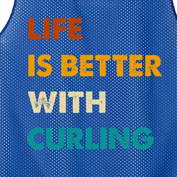 Funny Curling Life Is Better With Curling Gift Mesh Reversible Basketball Jersey Tank