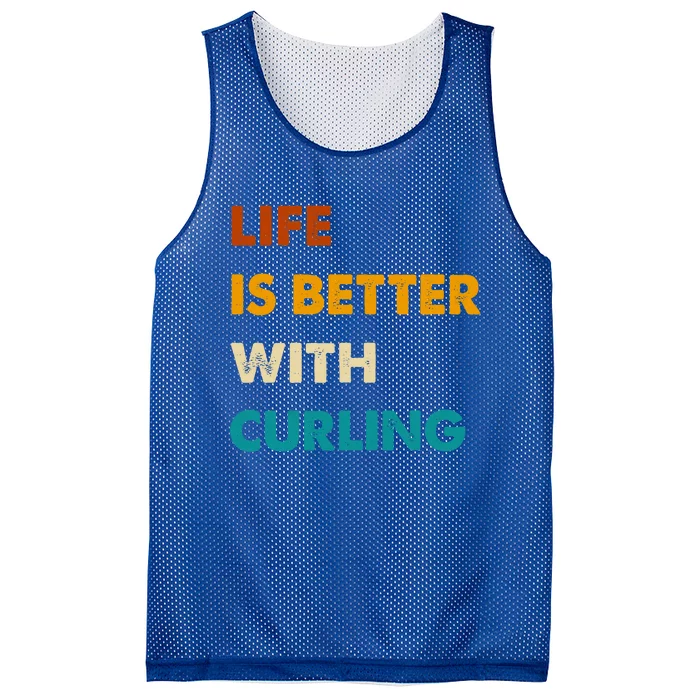 Funny Curling Life Is Better With Curling Gift Mesh Reversible Basketball Jersey Tank