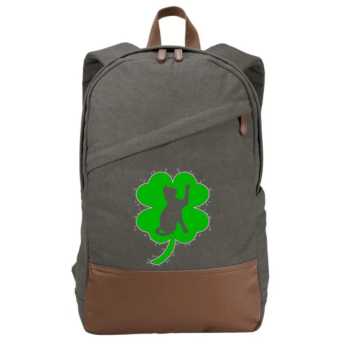 Funny Cat Lover Irish Shamrock Cat St Patrick's Day Gift Cotton Canvas Backpack