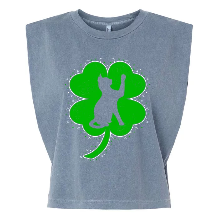 Funny Cat Lover Irish Shamrock Cat St Patrick's Day Gift Garment-Dyed Women's Muscle Tee