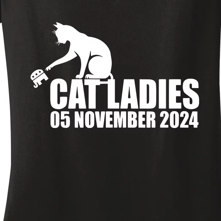 Funny Cat Ladies Women's V-Neck T-Shirt