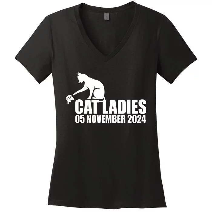 Funny Cat Ladies Women's V-Neck T-Shirt