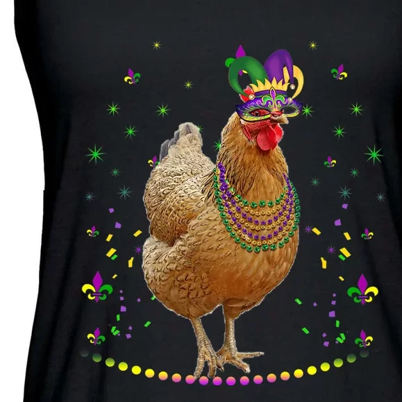 Funny Chicken Lover Cute Mardi Gras Carnival Jester Premium Ladies Essential Flowy Tank