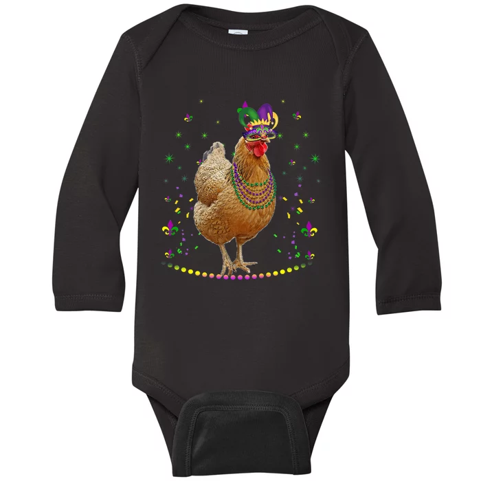 Funny Chicken Lover Cute Mardi Gras Carnival Jester Premium Baby Long Sleeve Bodysuit