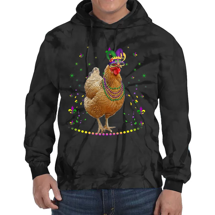 Funny Chicken Lover Cute Mardi Gras Carnival Jester Premium Tie Dye Hoodie