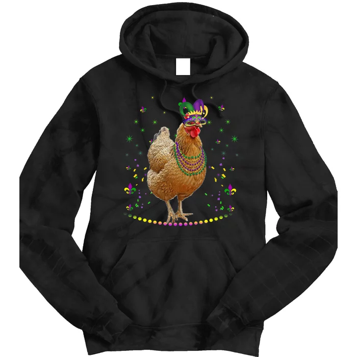 Funny Chicken Lover Cute Mardi Gras Carnival Jester Premium Tie Dye Hoodie