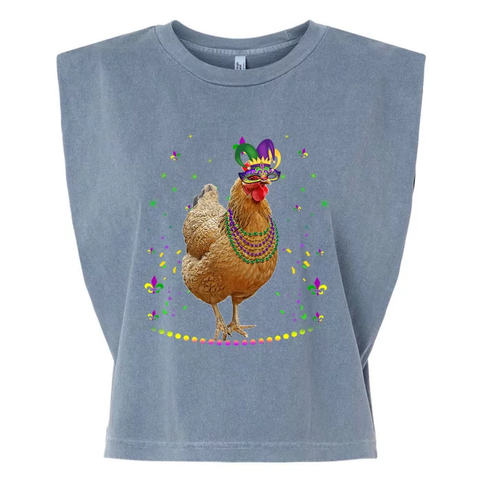 Funny Chicken Lover Cute Mardi Gras Carnival Jester Premium Garment-Dyed Women's Muscle Tee