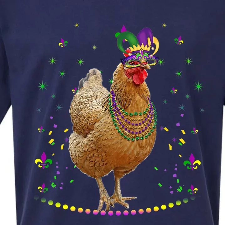 Funny Chicken Lover Cute Mardi Gras Carnival Jester Premium Sueded Cloud Jersey T-Shirt