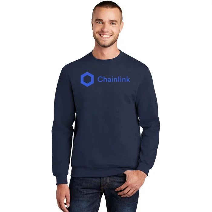 Funny Chainlink LINK Funny Chainlink Crypto Chainlink Blue Chainlink Merch Tall Sweatshirt