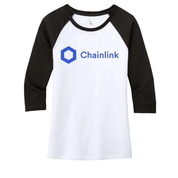 Funny Chainlink LINK Funny Chainlink Crypto Chainlink Blue Chainlink Merch Women's Tri-Blend 3/4-Sleeve Raglan Shirt