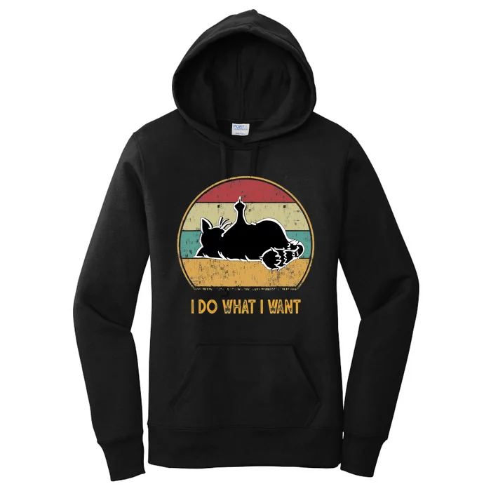 Funny Cat Lover Retro Cat I Do What I Want Cat Women's Pullover Hoodie