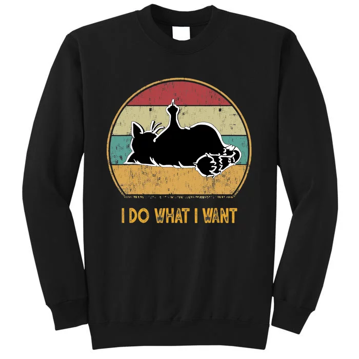 Funny Cat Lover Retro Cat I Do What I Want Cat Tall Sweatshirt