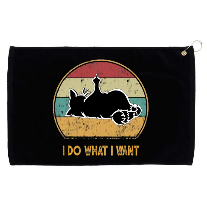 Funny Cat Lover Retro Cat I Do What I Want Cat Grommeted Golf Towel