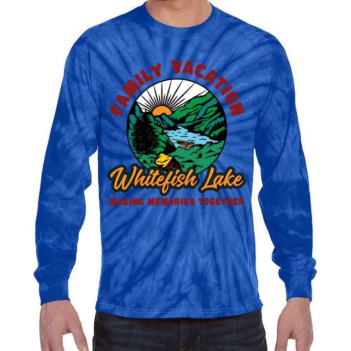 Fishing Camping Lake Family Vacation Whitefish Lake Cute Gift Tie-Dye Long Sleeve Shirt