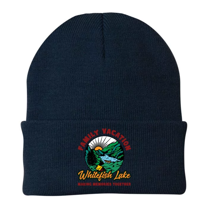 Fishing Camping Lake Family Vacation Whitefish Lake Cute Gift Knit Cap Winter Beanie