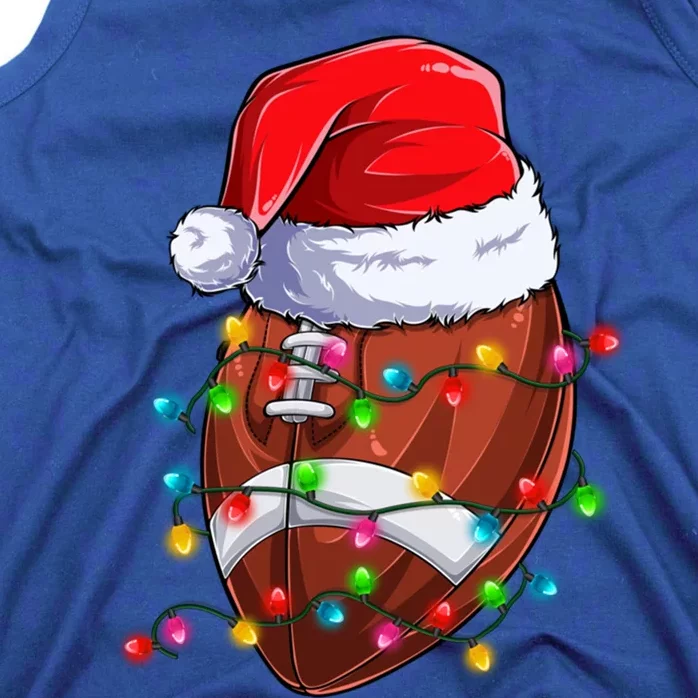 Football Christmas Lights Santa Hat Xmas Football Lover Gift Tank Top