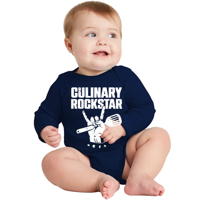 Funny Culinary Lover Chef Cook Culinary Rockstar Baby Long Sleeve Bodysuit