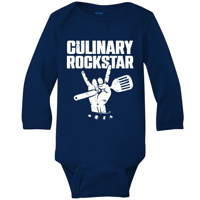 Funny Culinary Lover Chef Cook Culinary Rockstar Baby Long Sleeve Bodysuit