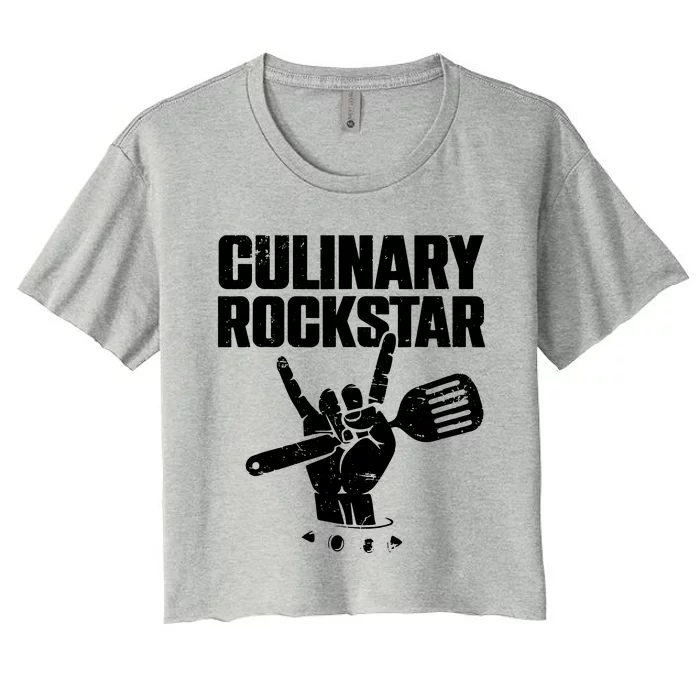 Funny Culinary Lover Chef Cook Culinary Rockstar Women's Crop Top Tee