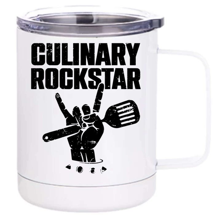 Funny Culinary Lover Chef Cook Culinary Rockstar Front & Back 12oz Stainless Steel Tumbler Cup