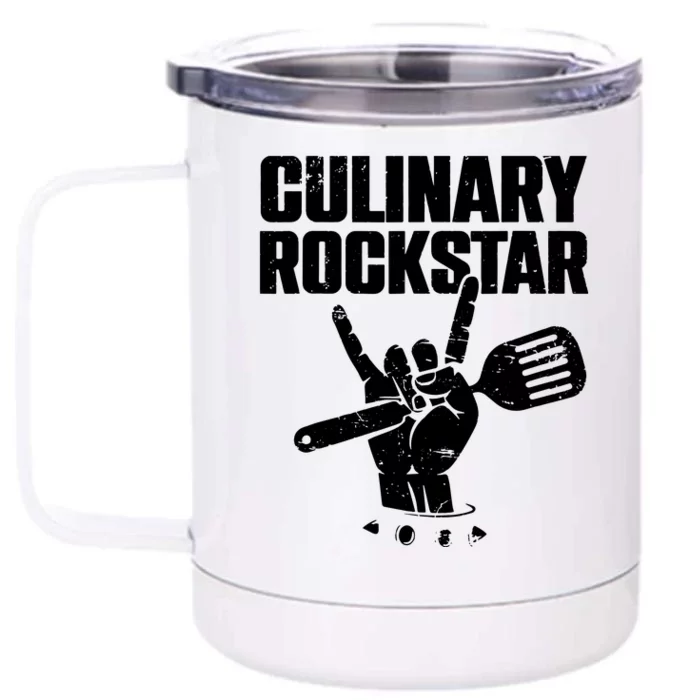 Funny Culinary Lover Chef Cook Culinary Rockstar Front & Back 12oz Stainless Steel Tumbler Cup