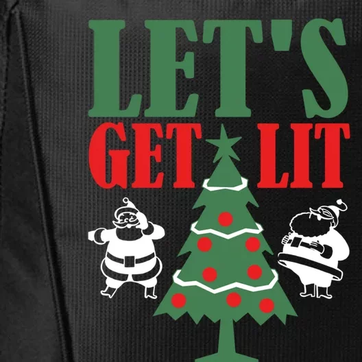 Funny Christmas Let's Get Lit Ing Xmas Lights Tree Gift City Backpack