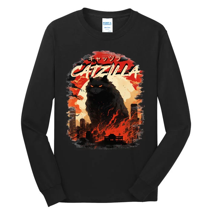 Funny Cat Lover Catzilla Cat Humor Cat Tall Long Sleeve T-Shirt