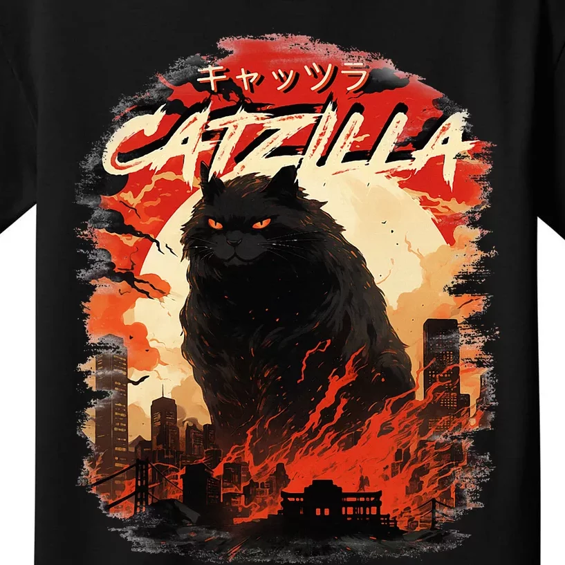 Funny Cat Lover Catzilla Cat Humor Cat Kids T-Shirt