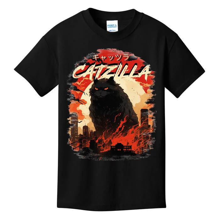 Funny Cat Lover Catzilla Cat Humor Cat Kids T-Shirt