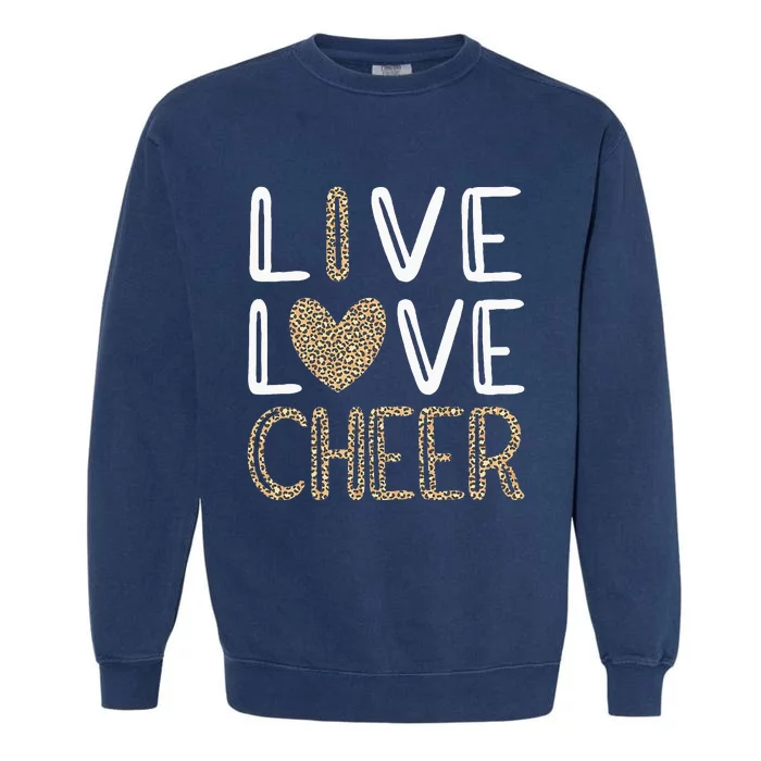 Funny Cheerleading Leopard Cheetah Print Love Cheer Garment-Dyed Sweatshirt