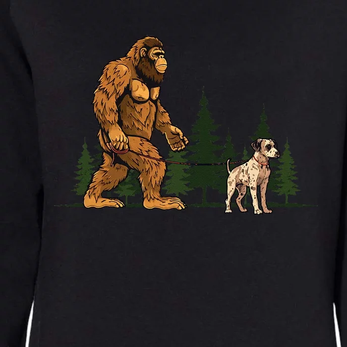 Funny Catahoula Leopard Bigfoot Dog Walking Dog Mom Dad Womens California Wash Sweatshirt