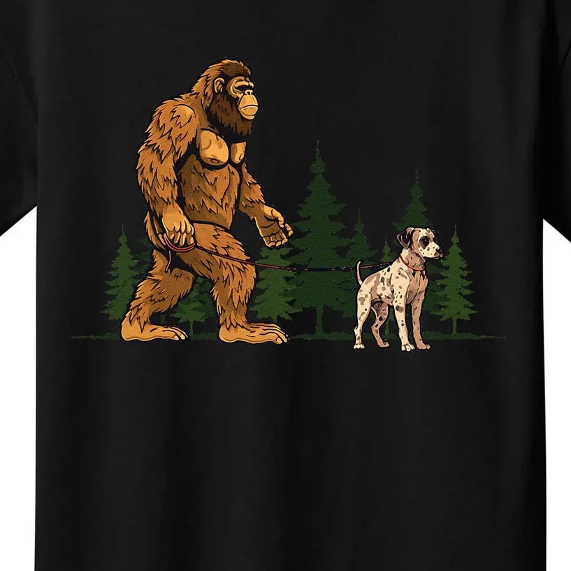 Funny Catahoula Leopard Bigfoot Dog Walking Dog Mom Dad Kids T-Shirt