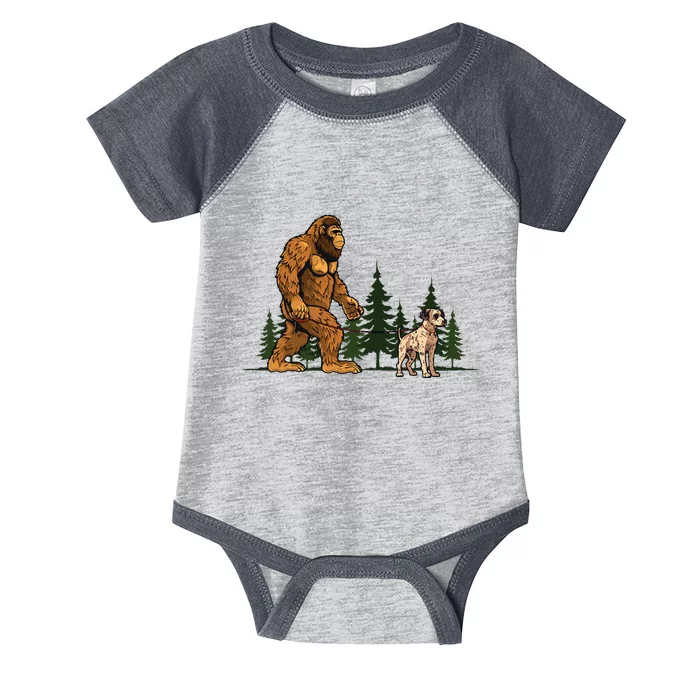 Funny Catahoula Leopard Bigfoot Dog Walking Dog Mom Dad Infant Baby Jersey Bodysuit