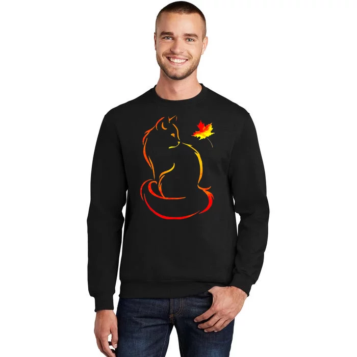 Funny Cat Leaf Fall Hello Autumn For Cute Kitten Sweatshirt