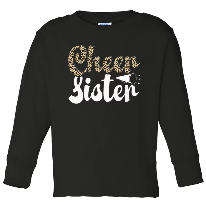 Funny Cheerleading Leopard  Cheer Sister Toddler Long Sleeve Shirt