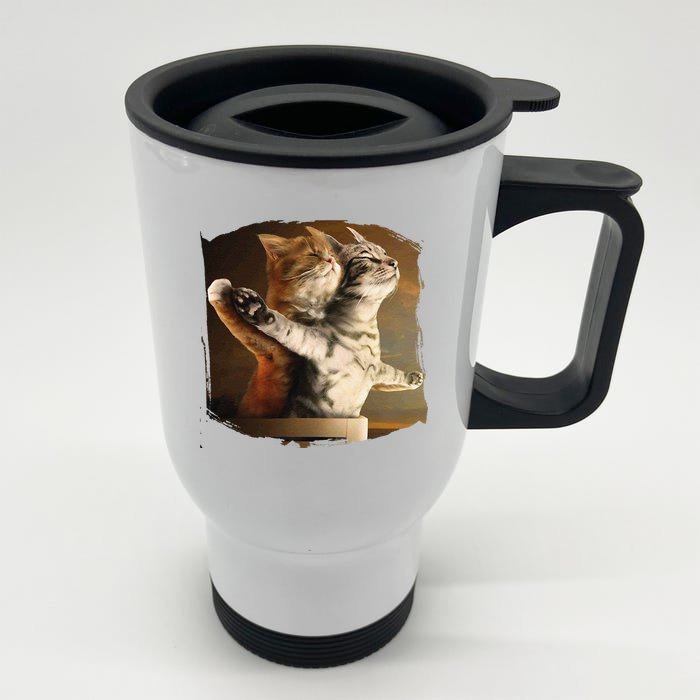 Funny Cat Lovers Meme Inspired By Titani.c Movie Front & Back Stainless Steel Travel Mug