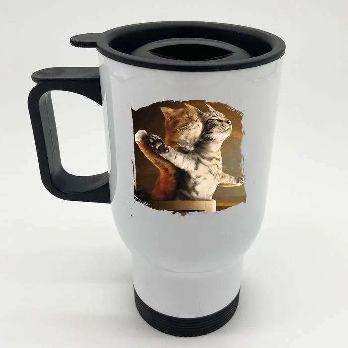 Funny Cat Lovers Meme Inspired By Titani.c Movie Front & Back Stainless Steel Travel Mug