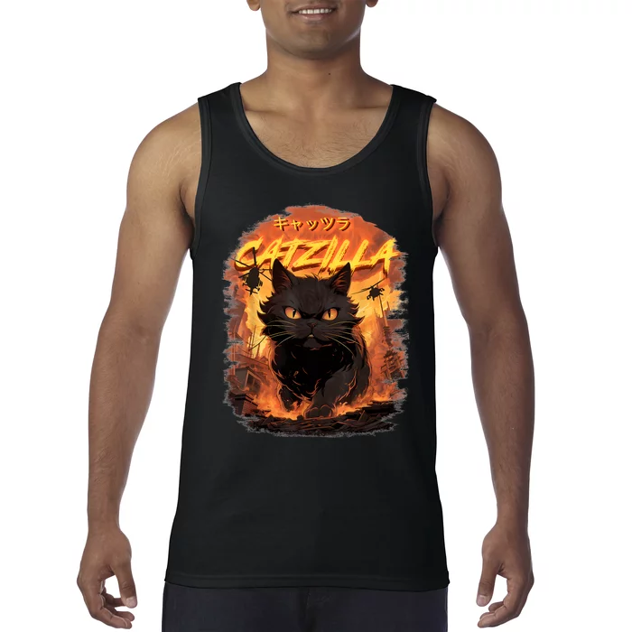 Funny Cat Lover Catzilla Cat Humor Cat Tank Top