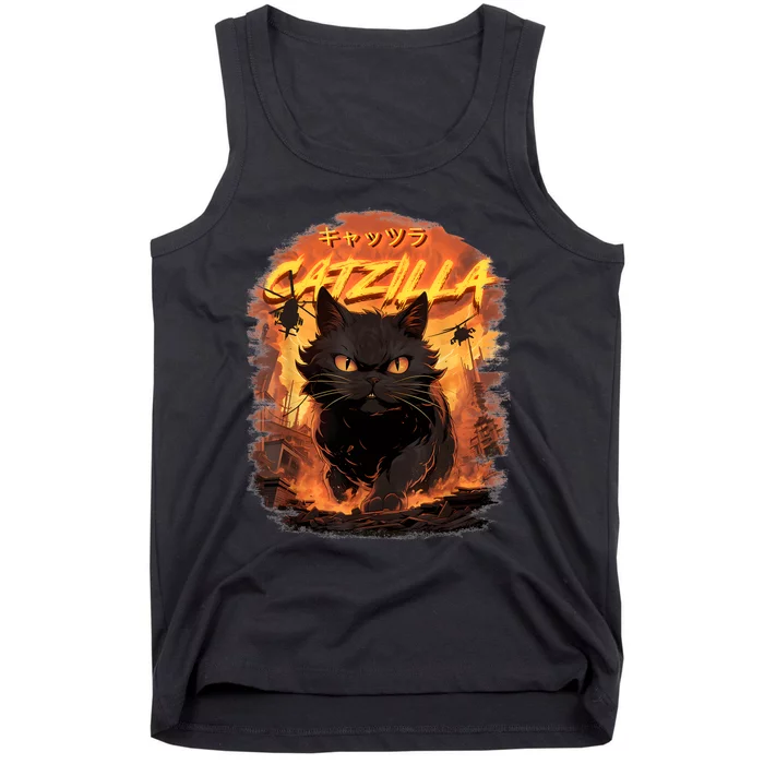 Funny Cat Lover Catzilla Cat Humor Cat Tank Top