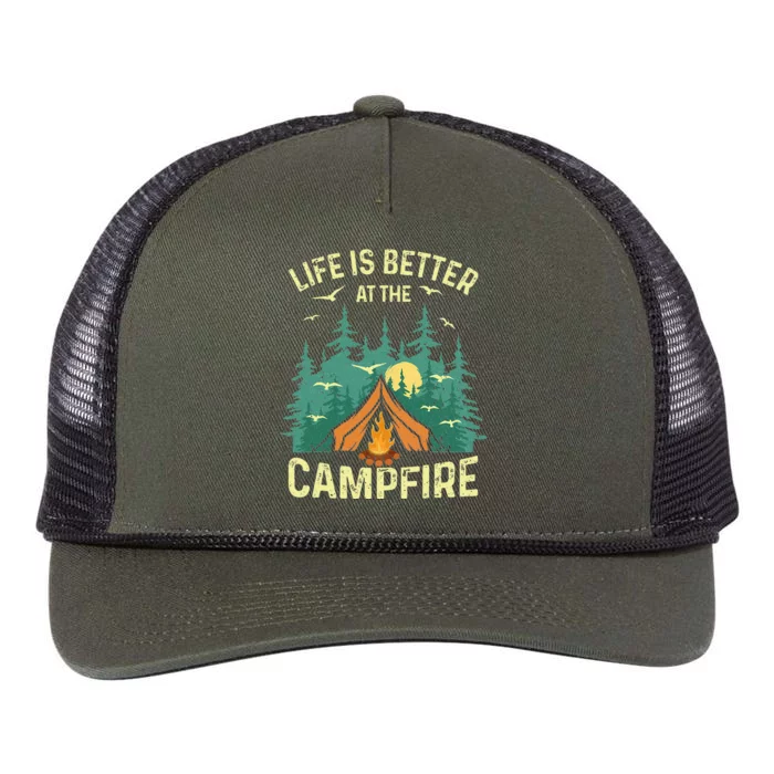 Funny Camping Lover Design For Men Women Camping Vacationist Retro Rope Trucker Hat Cap