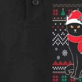 Funny Cat lovers Cute Cat Santa Hat Ugly Christmas Sweater Dry Zone Grid Performance Polo