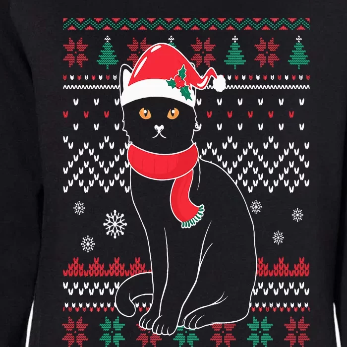 Funny Cat lovers Cute Cat Santa Hat Ugly Christmas Sweater Womens California Wash Sweatshirt