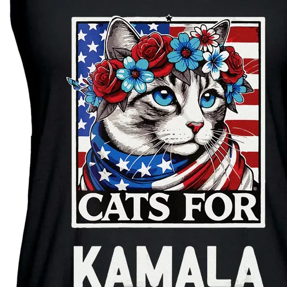 Funny Cat Ladies For Kama La Flor 2024 President Kamala Ladies Essential Flowy Tank