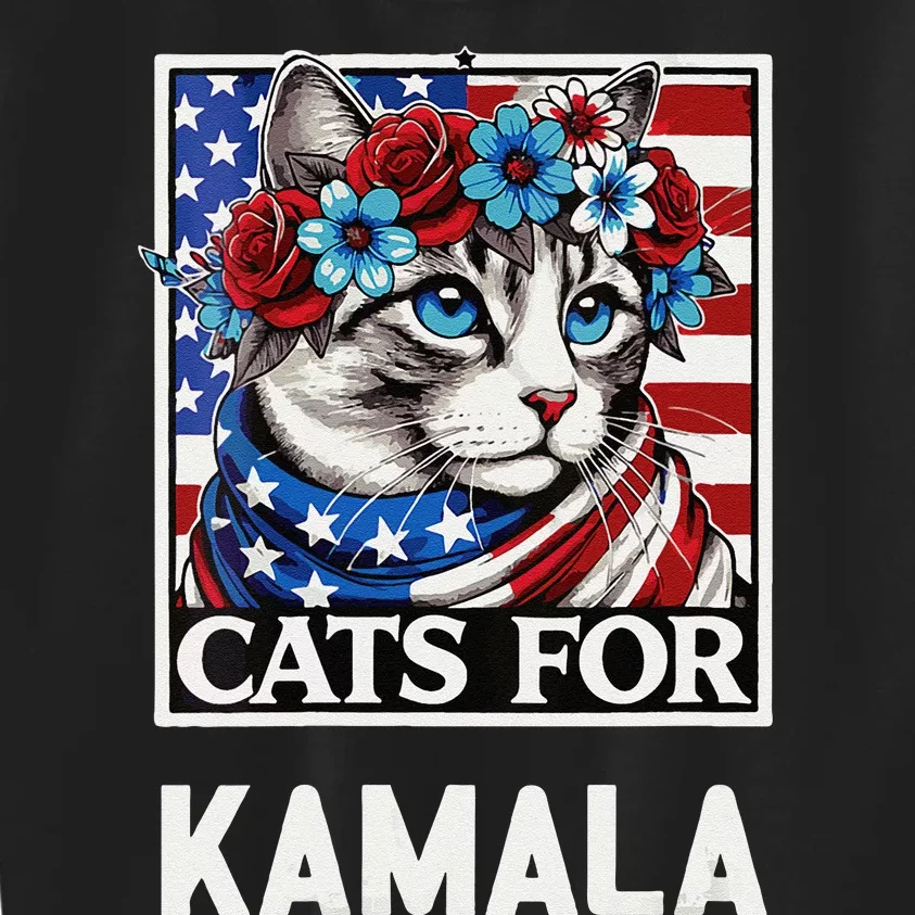 Funny Cat Ladies For Kama La Flor 2024 President Kamala Kids Sweatshirt