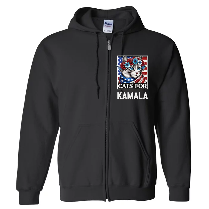 Funny Cat Ladies For Kama La Flor 2024 President Kamala Full Zip Hoodie